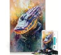 Alligator Painting 1000 Piece Jigsaw Puzzles Memory Train Fun Smooth Burr Free Surface Entertaining Challenge for Spare Time (50x75cm)
