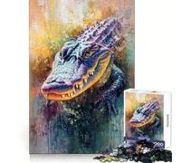Alligator Painting Teenagers Puzzles 1000 Piece Jigsaws Memory Boost Unwind Easily (50x75cm)