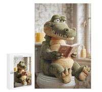 Alligator Plush Reading on Toilet Adult Puzzle, 1000 PCS, Relaxing Jigsaw Activity, An Engaging Indoor Activity for Quiet Evenings, at Home
