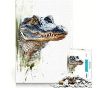 Alligator Portrait Adult Jigsaw1000 Pieces Mental Recall Game High Accuracy Cutting Craft Quiet Time Mind Exercise at Home (38x52cm)