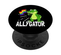 Alligator Reptile Allygator Rainbow Flag LGBTQI Ally Pride PopSockets Adhesive PopGrip