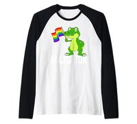 Alligator Reptile Allygator Rainbow Flag LGBTQI Ally Pride Raglan Baseball Tee