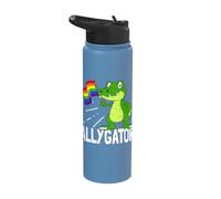 Alligator Reptile Allygator Rainbow Flag LGBTQI Ally Pride Stainless Steel Insulated Water Bottle
