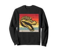 Alligator Retro Sunset Wildlife Reptile Swamp Adventure Art Sweatshirt