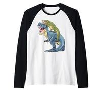 Alligator Riding Dinosaur T Rex Crocodile Dino Gator Funny Raglan Baseball Tee