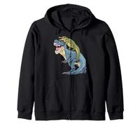Alligator Riding Dinosaur T Rex Crocodile Dino Gator Funny Zip Hoodie