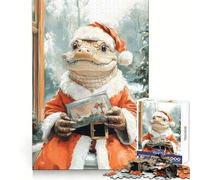 Alligator Santa Claus Jigsaw for Teenagers 1000 Pieces Mind Exercise Soft Distraction Exact Cut (38x52cm)