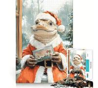 Alligator Santa Claus Jigsaw Puzzle 1000 Piece Mind Train Fun Burr Free Clean Cut Pieces Absorbing Activity for Quiet Nights (50x75cm)