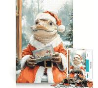 Alligator Santa Claus Jigsaw Puzzles1000 Pieces Cognitive Train Fun Flawless Interlocking Pieces Birthday Gift Brain Teaser Toy (38x52cm)