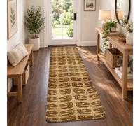 Alligator Silhouette Wildlife Pattern Rustic Runner Rug 2x5 | Wildlife Animal Print, Bedside Runner Rug, Distressed Textured Background, Rustic Earth Tones, Entryway Accents