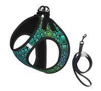Alligator Skin Print Harness Leash Set For Cat Dog, Reflective Adjustable Escape-Proof Vest Lead With Soft Breathable Mesh, For Small Pets And Kitten Puppy