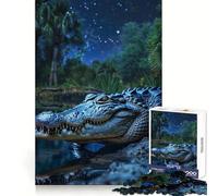 Alligator Under Night Sky 1000 Piece Jigsaw Puzzles for Adults Teenagers Focus Training Quiet Recreation Fine Edges Joyful Xmas (38x26cm)