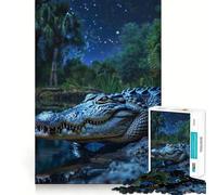 Alligator Under Night Sky 1000-piece Puzzle for Teenagers Focus Memory Game Professional Grade Cutting Relaxing Indoor Group Activity (38x52cm)