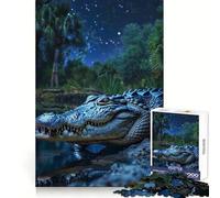 Alligator Under Night Sky Jigsaw 1000 Pieces for Teenagers Thinking Skill Mindful Escape Neat Edges (50x75cm)