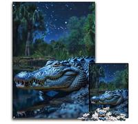 Alligator Under Night Sky Jigsaw Puzzles for Adults 1000 Piece Puzzles for Adults Brain Teaser & Home Decor Perfect 1000 PCS(75x50cm)