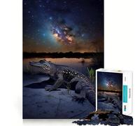 Alligator Under The Stars 1000 Piece Jigsaws for Adults Mental Improve Play Laser Cut for Flawless Fit Family Fun Night Activity (38x52cm)