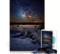 Alligator Under The Stars Adult Jigsaw1000 Pieces Cognitive Train Game Tight Interlock No Gaps Calming Mental Break Activity (50x75cm)