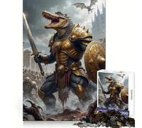 Alligator Warrior in Golden Armor Jigsaw for Teenagers 1000 Pieces Mind Exercise Soft Distraction Exact Cut (50x75cm)