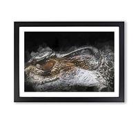 Alligator Watchful Eye in Abstract Framed Print | A2 Black Framed Wall Art | Ready to Hang | Abstract Fantasy Picture | Living Room Bedroom Lounge Office
