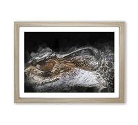 Alligator Watchful Eye in Abstract Framed Print | A2 Oak Framed Wall Art | Ready to Hang | Abstract Fantasy Picture | Living Room Bedroom Lounge Office