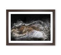 Alligator Watchful Eye in Abstract Framed Print | A2 Walnut Framed Wall Art | Ready to Hang | Abstract Fantasy Picture | Living Room Bedroom Lounge Office