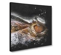 Alligator Watchful Eye Paint Splash Canvas Print | Gallery Wrapped 30mm Frame Wall Art | 20x20 inches | Ready to Hang | Modern Picture | Living Room Bedroom Lounge Office