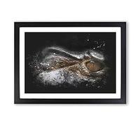 Alligator Watchful Eye Paint Splash Framed Print | A2 Black Framed Wall Art | Ready to Hang | Modern Nature Picture | Living Room Bedroom Lounge Office