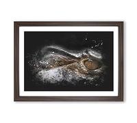 Alligator Watchful Eye Paint Splash Framed Print | A2 Walnut Framed Wall Art | Ready to Hang | Modern Nature Picture | Living Room Bedroom Lounge Office