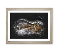 Alligator Watchful Eye Paint Splash Modern Art Framed Print | A2 Oak Framed Wall Art | Ready to Hang | Modern Nature Picture | Living Room Bedroom Lounge Office