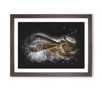 Alligator Watchful Eye Paint Splash Modern Art Framed Print | A3 Walnut Framed Wall Art | Ready to Hang | Modern Nature Picture | Living Room Bedroom Lounge Office