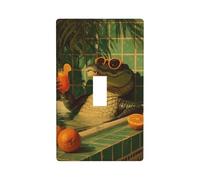 Alligator with Sunglasses in The Bathtub Light Switch Cover Decorative Single Toggle 1 Gang Wall Plate for Kitchen Farmhouse Bedroom Bathroom Art Decor