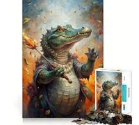 Alligator Wizard with Fire Staff 1000 Piece Jigsaws for Adults Mind Train Fun Premium Laser Cut Quality Relaxing Indoor Group Activity (38x26cm)