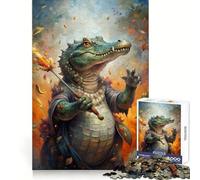 Alligator Wizard with Fire Staff Adult Jigsaw Puzzle1000 Pieces Smart Exercise Soothing Downtime Accurate Edges Holiday Present (50x75cm)