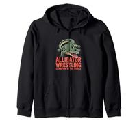 Alligator Wrestling Champion of the World Illustration Zip Hoodie