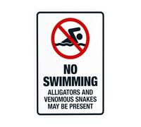 Alligators And Venomous Snakes May Be Present Metal Warning Sign with Easy Install for Indoor Outdoor Security, Business Office Home Garden Street Decor 20 x 30 cm
