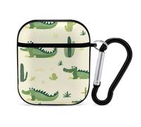 Alligators Cactus Case Cover Compatible with AirPods 1 2 Generation with Black Keychain