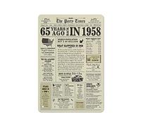 Allijune Funny 65th Birthday Gifts for Women Men, Back in 1958 Birthday Gifts, 65 Year Old Gifts for Son Daughter Sister Brother, Happy 65th Wedding Anniversary,Vintage Metal Tin Sign 5.5X8inch