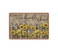 Allijune Hummingbird and Sunflower tin Sign Always Stay Humble and Kind tin Sign, tin Sign, Wall Art, Home Decor,Retro Style, Farmhouse Decoration, Home, bar, Garage, tin Sign 8x12 inches