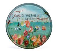 Allijune Hummingbird Today Only Happens Once Make It Amazing Print Sign Birthday Christmas Housewarming Gift,Vintage Style Round Tin Sign Wall Sign Wall Decor Gift for Mom, Dad,Tin Sign 12X12 Inch