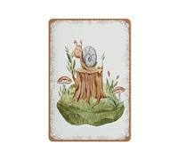 Allijune Nursery Wall Art Snail, Nursery Room Poster, Mushroom Wall Sign, Whimsical Artwork, Neutral Nursery Print,Vintage Style Wall Decor Gift for Mom, Dad, Friends Tin Sign 8X12 Inch