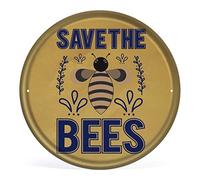 Allijune Save The Bee, Bee Positive, Bee Lover, Honey Bee, Humble Bee, Mother Earth, Wildflower,Vintage Style Round Tin Sign Wall Sign Wall Decor Gift for Mom, Dad, Friends Tin Sign 12X12 Inch