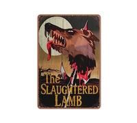 Allijune Vintage Style John Landis Inspired - Slaughtered Lamb Pub Sign - American Werewolf in London Movie Prop tin Sign Print,Coffee bar, Living Room, Farmhouse, tin Sign Wall Decoration 12x16 inch