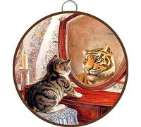 Allijune What Matters Most is How You See Yourself Be Somebody Cat Tiger Canvas Wall Art Decor Poster and Canvas,Retro Style Farmhouse Decoration Restaurant Garage Cafe Round tin Sign 6x6 Inch