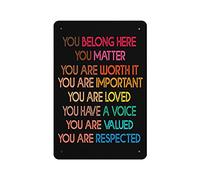 Allijune You Belong Here Teacher tin Sign, Diversity Classroom, Pride Rainbow, Teacher tin Sign, in This Classroom, You are tin Sign,Retro Style, Farmhouse Decoration, Home, bar, tin Sign 8x12 inches