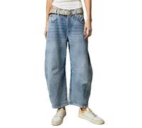 Allimy Womens Jeans Mid Rise Barrel Leg Vintage Jeans for Women Trendy 2024 Denim Pants Non Stretch, Blue, 12