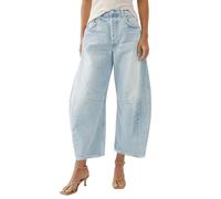 Allimy Womens Jeans Mid Rise Barrel Leg Vintage Jeans for Women Trendy 2024 Denim Pants Non Stretch, Light Blue, 12