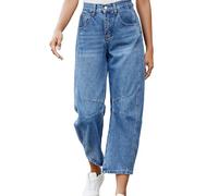 Allimy Womens Jeans Mid Rise Barrel Leg Vintage Jeans for Women Trendy 2024 Denim Pants Non Stretch, Navy Blue, 12