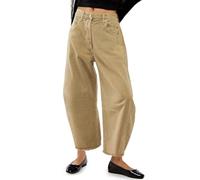 Allimy Womens Jeans Mid Rise Barrel Leg Vintage Jeans for Women Trendy 2025 Denim Pants Non Stretch, Khaki, 12