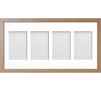 Allington Range 20x10-inch Beech Picture Photo Frame with White 4-Aperture Mount for Image Size 6x4-inch (Portrait)