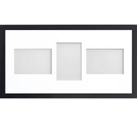 Allington Range 20x10-inch Black Picture Photo Frame with White 3-Aperture Mount for Image Size 6x4-inch (LPL)